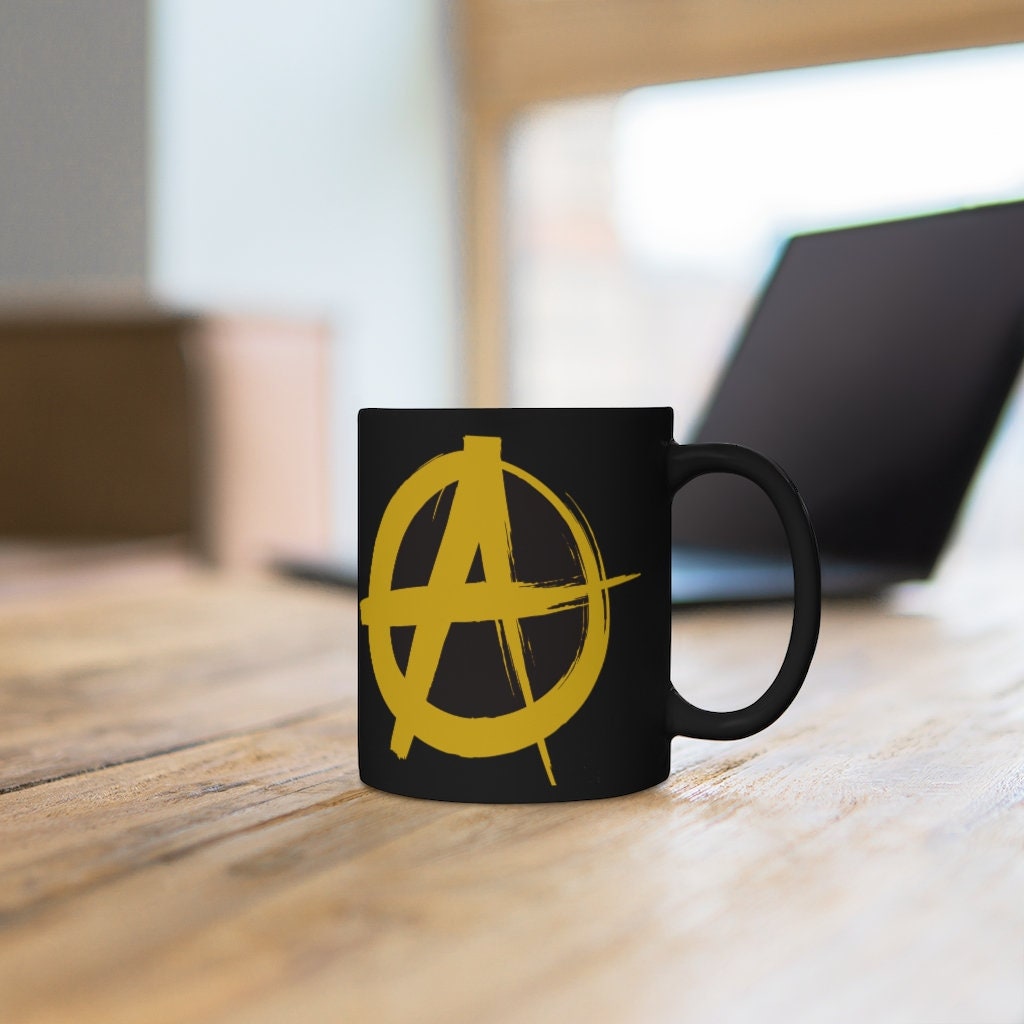 Libertarian Anarcho Capitalism Black Mug, Liberty Coffee Mug, Right Anarchy Cocoa Mug, Anarch Capita