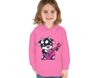Rock cow Toddler Pullover Hoodie, kid gothic cows clothing,girly farm animal sweatshirt, children metalhead shirt,