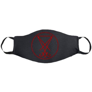 Maska na twarz Lucyfer Sigil, maska na twarz czarownicy gotyckiej, gotycka osłona na twarz wiedźmy, maska pagańska tarcza grunge, maska wielokrotnego użytku, zmywalna maska okultystyczna,