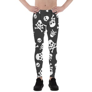 Skull  and bone Men Leggings,pirate goth leggings,gothic workout pants,yoga legging man ,grunge pirate pants,custom sports leggings