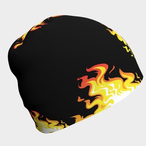 flame  skull beanie, gothic slouchy skull cap, black slouchy beanies , grunge  slouchy hat, gothic clothing, fire  biker beanies, punk cap