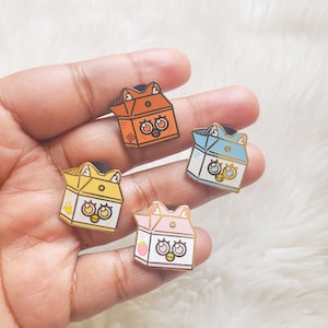 Pins de esmalte de caixa de leite