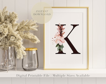 AQUARELL ALPHABET Buchstabe K Digitaldruck | Druckbare Kunst in mehreren Größen | Sofort Download