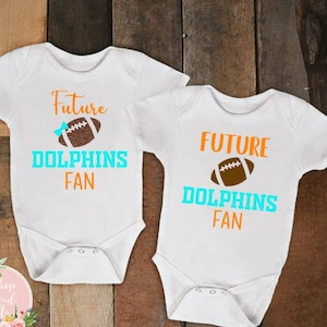 Future Dolphins Fan baby bodysuit or toddler tee, game day, newborn, infant, baby shower, NFL, football, Gerber Onesies® Brand outfit, Miami