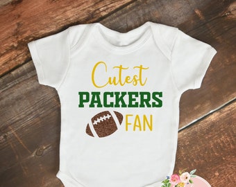 Cutest Packers Fan baby bodysuit or toddler tee, cute, newborn, infant, new mom, NFL, football, Gerber Onesies® Brand outfit, Green Bay WI
