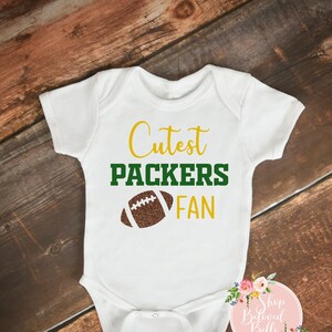 Cutest Packers Fan baby bodysuit or toddler tee, cute, newborn, infant, new mom, NFL, football, Gerber Onesies® Brand outfit, Green Bay WI