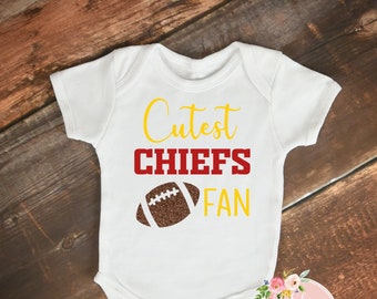 Cutest Chiefs Fan baby bodysuit or toddler tee, cute, newborn infant, new mom, NFL football, Gerber Onesies® Brand outfit, Kansas City Kelce