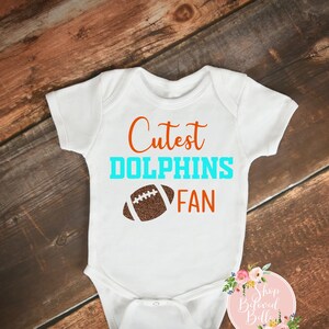 Cutest Dolphins Fan baby bodysuit or toddler tee, cute, newborn, infant, new mom, NFL, football, Gerber Onesies® Brand outfit, Miami FL