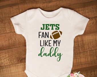 Body o camiseta para bebé "Fan Like My Daddy" de los Jets, para recién nacidos, bebés, baby shower, NFL, fútbol americano, conjunto de la marca Gerber Onesies®, Nueva York, NY