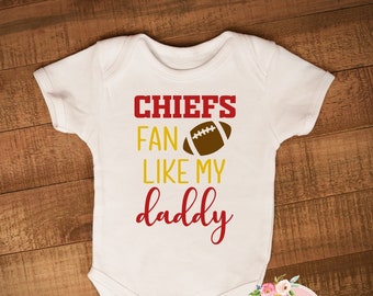 Chiefs Fan Like My Daddy baby bodysuit or toddler tee, newborn, infant, baby shower, NFL, football, Gerber Onesies® Brand outfit,Kansas City
