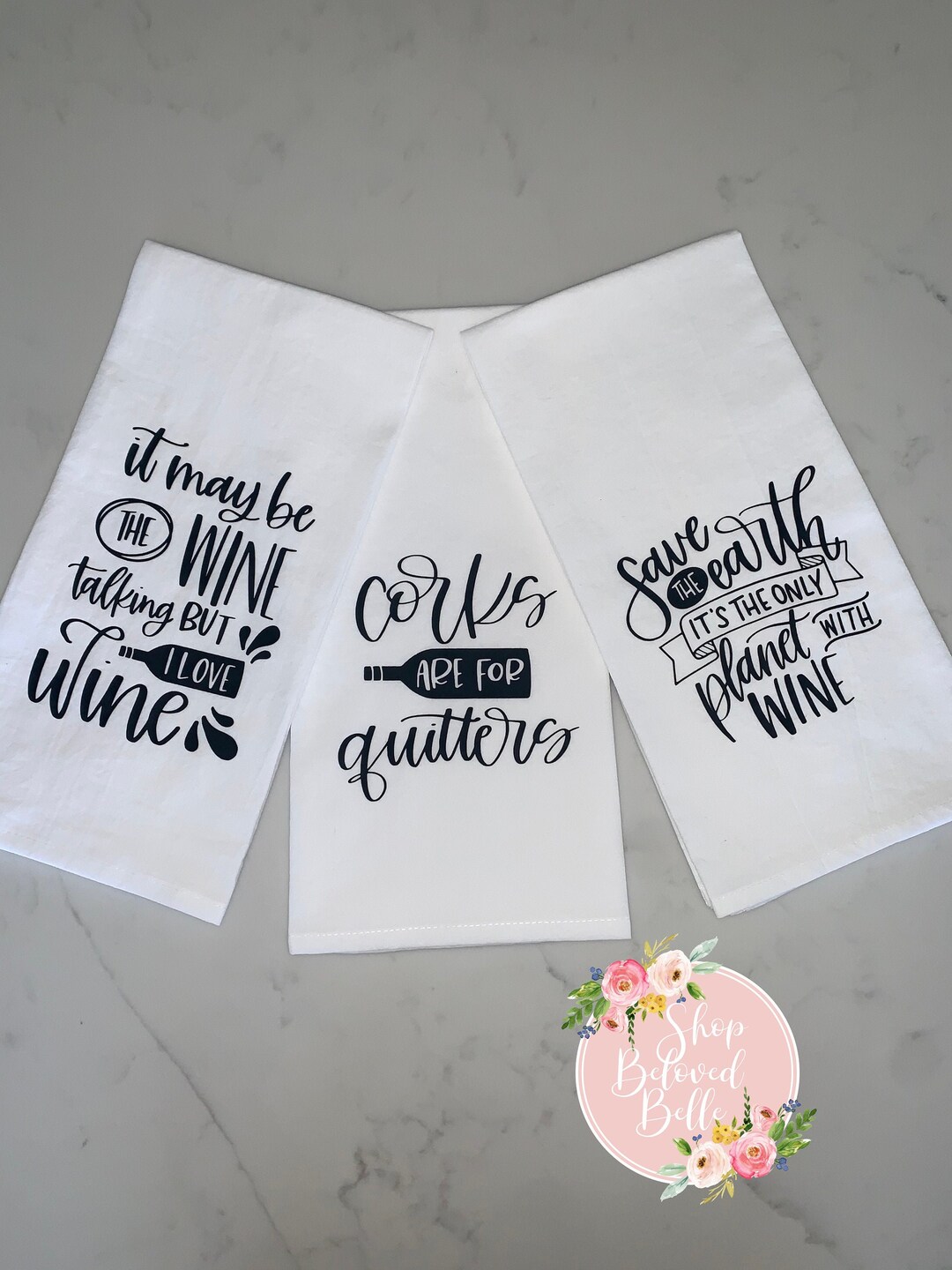 Funny Wine Themed Tea Towels Novelty Kitchen Towel Dish Etsy