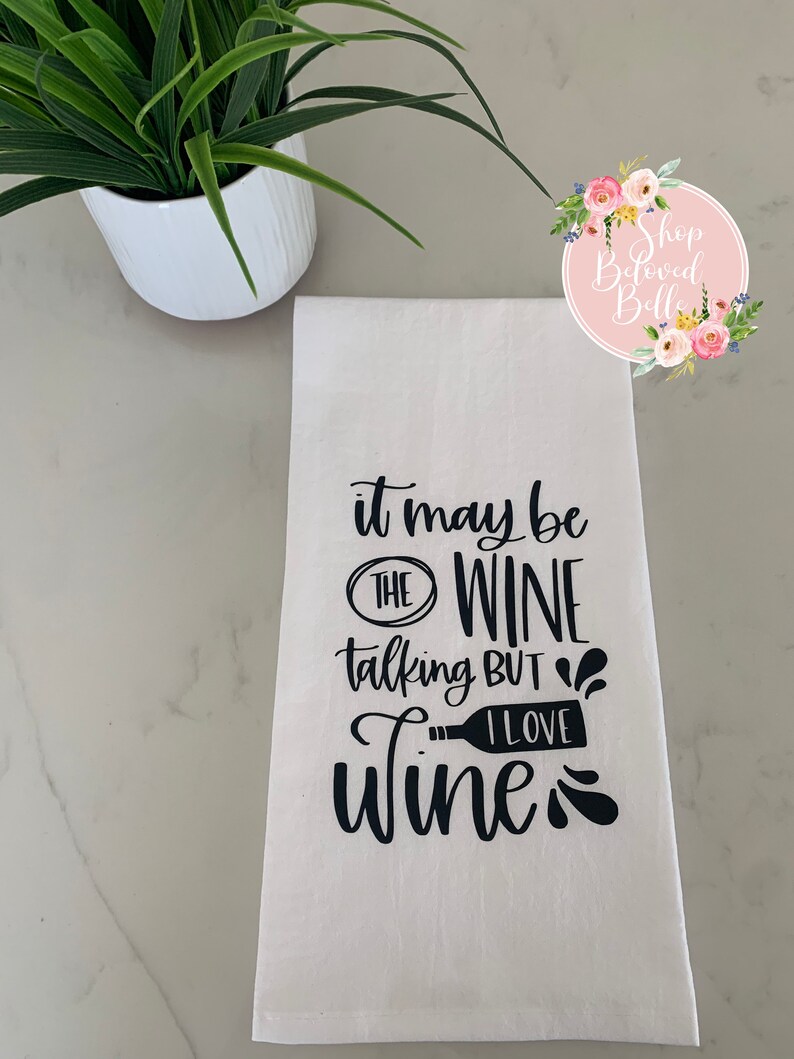 Funny Wine Themed Tea Towels Novelty Kitchen Towel Dish Etsy