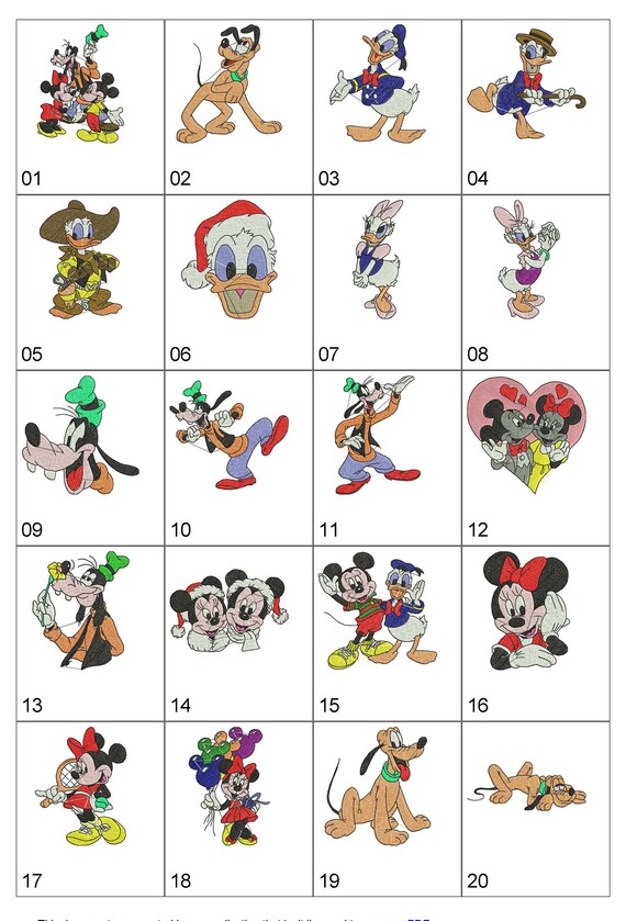 20 Files Mickey Mouse Machine Embroidery Designs INSTANT | Etsy