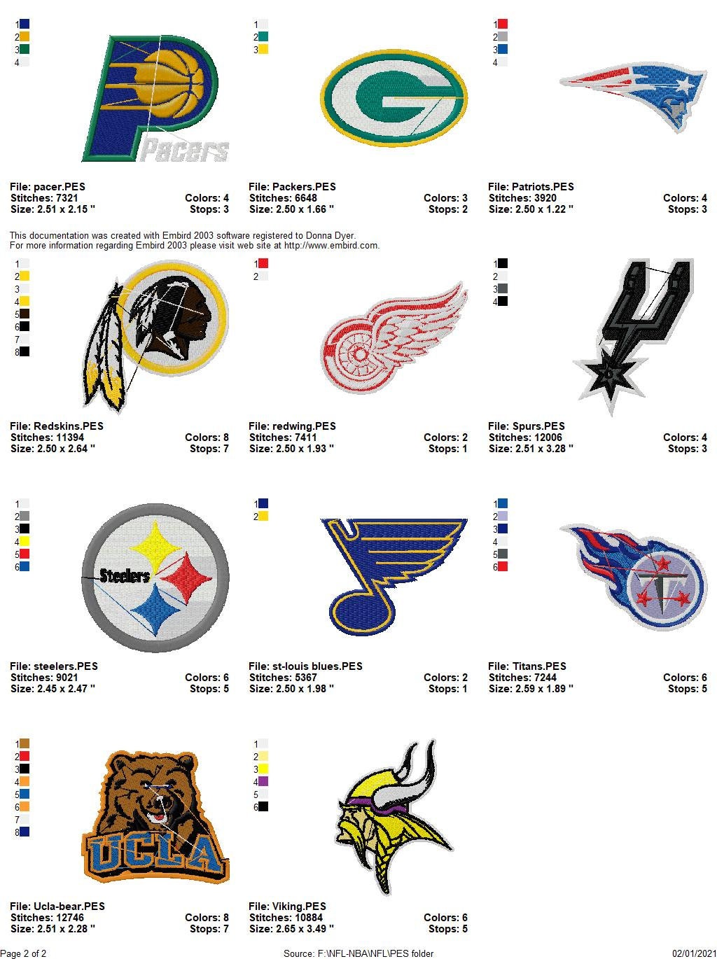NFL logo Embroidery Machine Design format dst jef hus exp pes Etsy