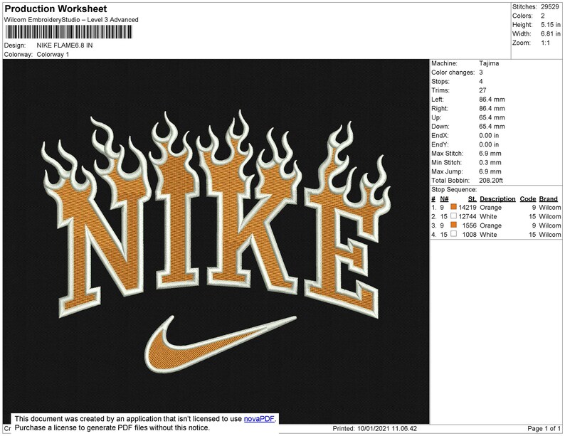 Nike Flame embroidery Machine Design instant Download 6 size Etsy