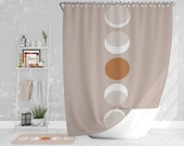Moon phases on pink fabric texture shower curtain - Bathroom art - Bohemian, Minimalist - Home decor - Bathroom set -Wedding gift for couple