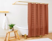 Terracotta rust burnt orange mudcloth minimalist shower curtain - Boho shower curtain - Ethnic African Inspired - Extra Long up to 86 quot