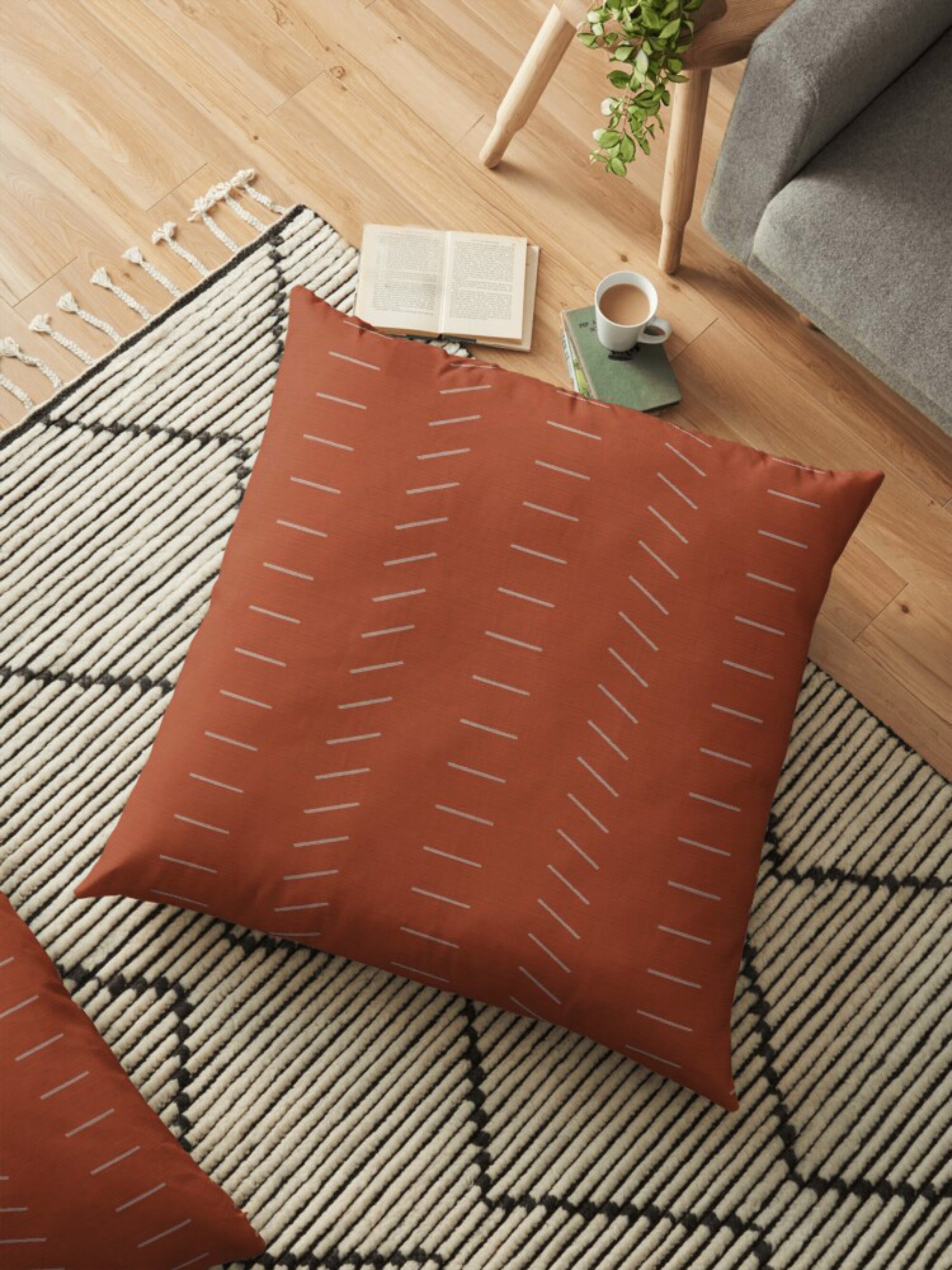 Terracotta Burnt Orange Mudcloth Boho Throw Pillows Cover Etsy