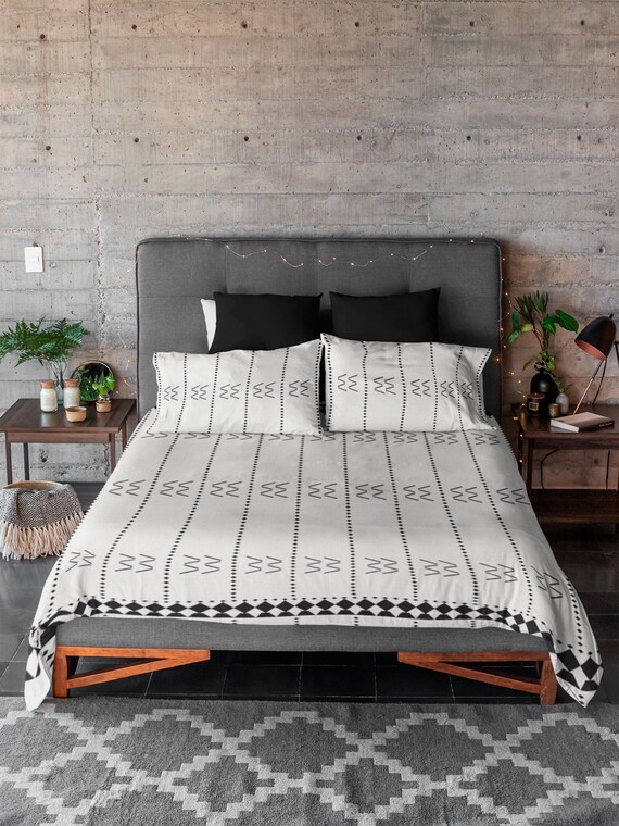 Mudcloth Ethnic Boho Duvet Cover Bedding Set Bohemian - African Inspired Bedding Mudcloth Ethnic Boho Duvet Cover Bedding Set Bohemian - African Inspired Bedding
