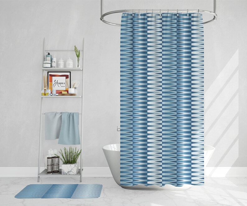 Shades of blue shower curtain Modern shower curtain Etsy