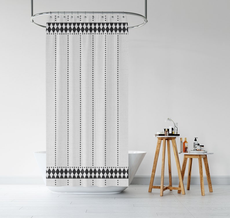 Minimalist mudcloth boho shower curtain Boho shower curtain Etsy