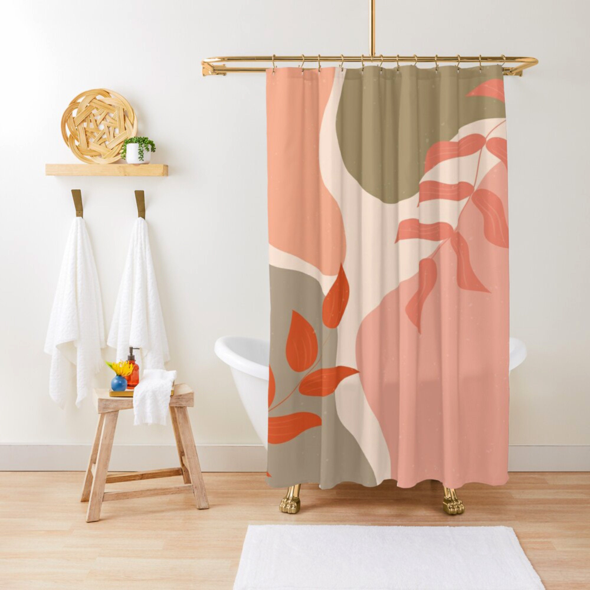 pink boho shower curtain