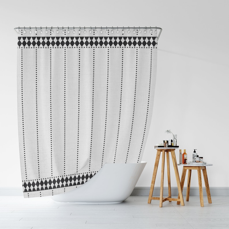 Minimalist mudcloth boho shower curtain Boho shower curtain Etsy