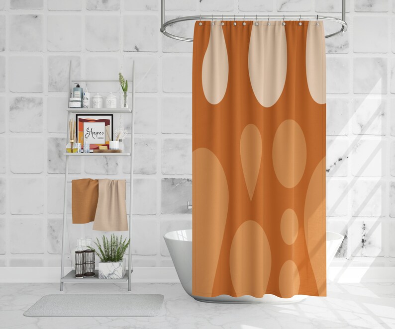 Burnt orange drops shower curtain Bathroom art Abstract | Etsy