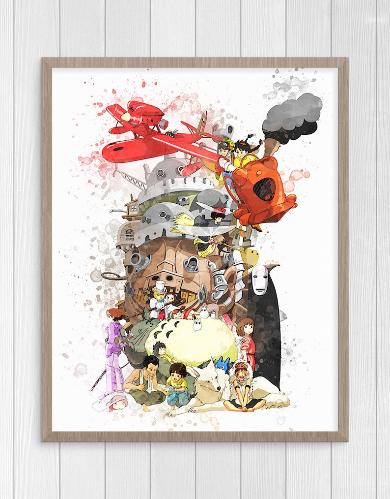 studio ghibli poster studio ghibli print studio ghibli etsy