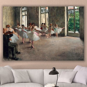 Edgar Degas Canvas art print. &quot;Rehearsal 1873&quot; This large high-quality painting is a great gift for ballet lovers. Better than a poster!