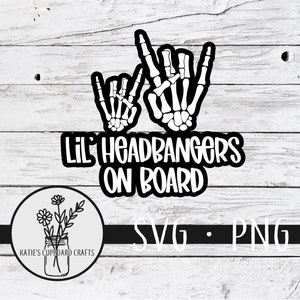 Little Headbangers On Board; Baby on Board; Rock On - plik SVG Cut