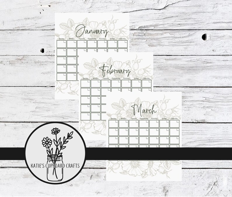 Printable Floral Calendar Fillable Calendar Blank Monthly - Etsy