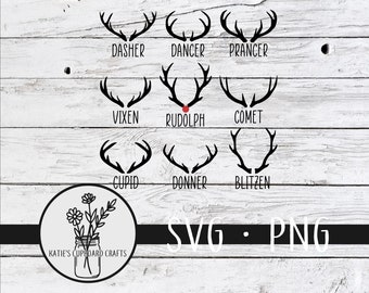 Santa's Reindeer; Reindeer Names - SVG Cut File