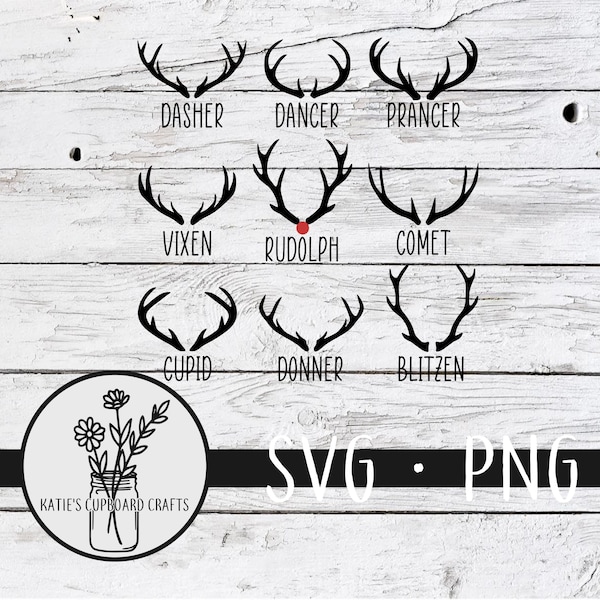 Santa's Reindeer; Reindeer Names - SVG Cut File