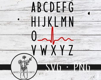 EKG Alphabet; ECG Alphabet; Cardiology; Nursing Humor - SVG Cut File