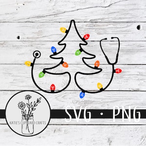 Stethoscope Christmas Tree with lights- SVG Cut File