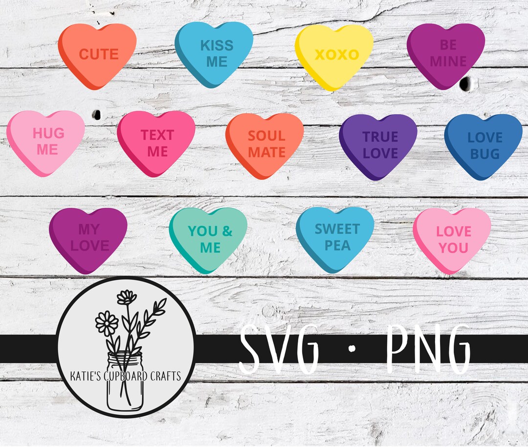 Valentine's Day Candy Hearts - SVG Cut File - Etsy