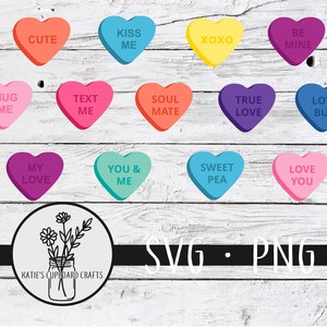 Valentine&#39;s Day Candy Hearts - SVG Cut File