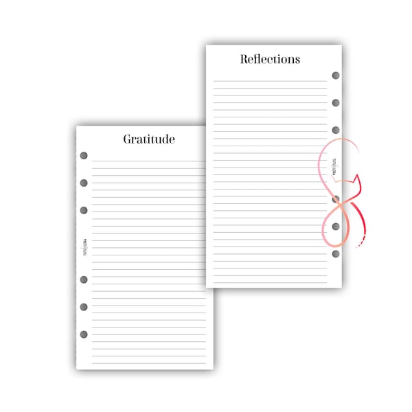 Gratitude Log Insert For Personal Size Ring Bound Planner, Personal Size Inserts, Non Editable