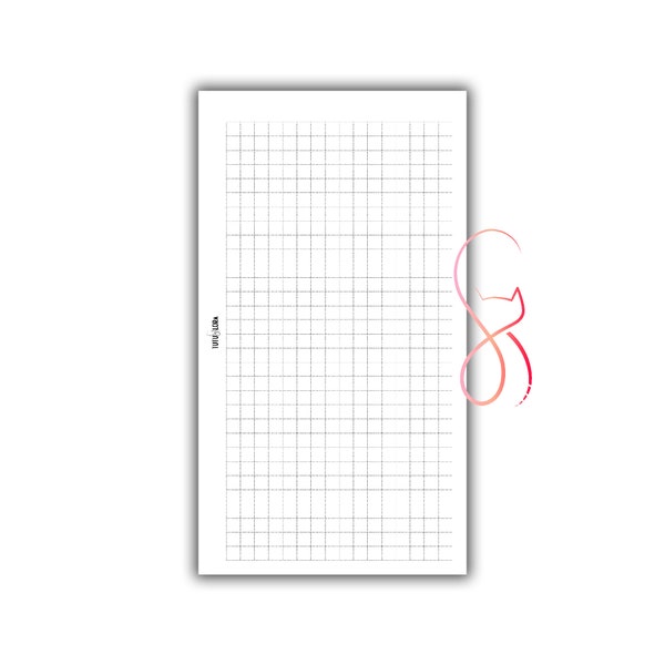 Grid Planner Insert For Personal Size Ring Bound Planner, Personal Size Inserts, Non Editable, Black & White Grid Page, Squared Pages