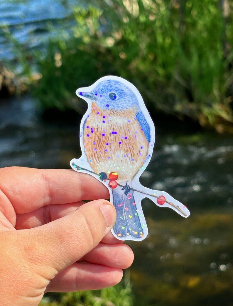 Watercolor Blue Bird Waterproof Sticker - Etsy