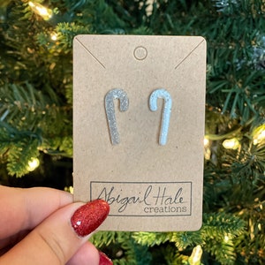 Silver Candy Cane Earrings
