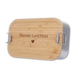 Personalisierte Lunchbox aus Edelstahl mit Holzdeckel