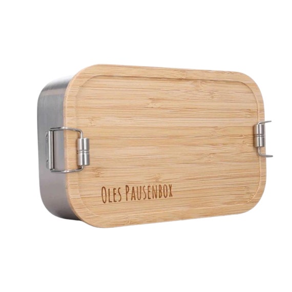Buy Personalisierte Edelstahl Brotdose 1800 Ml Mit Bambusdeckel & Gravur – XXL Lunchbox, Geschenk Für Männer, Papa Und Vatertag Online in India