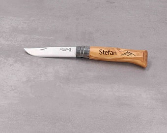 Opinel No08 Olivenholz Taschenmesser personalisiert