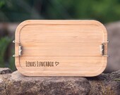 Personalisierte Edelstahl Brotdose 1800 ml mit Bambusdeckel & Gravur – XXL Lunchbox, Geschenk für Männer, Papa und Vatertag