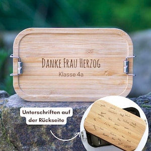 Abschiedsgeschenk für Lehrer, Erzieher, Kollegen - Metall Lunchbox mit eigenen Unterschriften