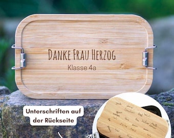 Abschiedsgeschenk für Lehrer, Erzieher, Kollegen - Metall Lunchbox mit eigenen Unterschriften