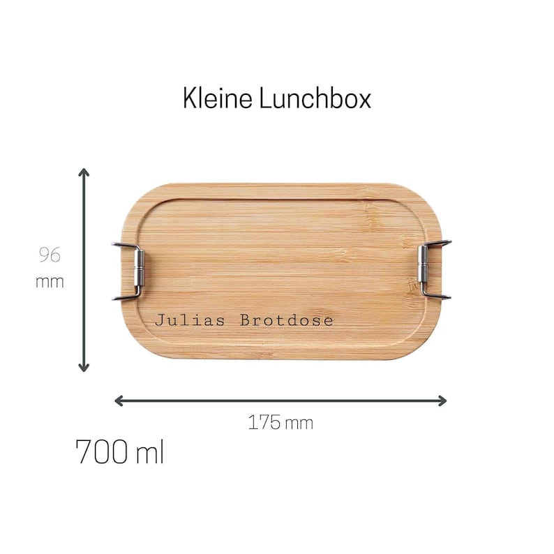 Metall Lunchbox personalisiert mit Holzdeckel für Spülmaschine geeignet klein