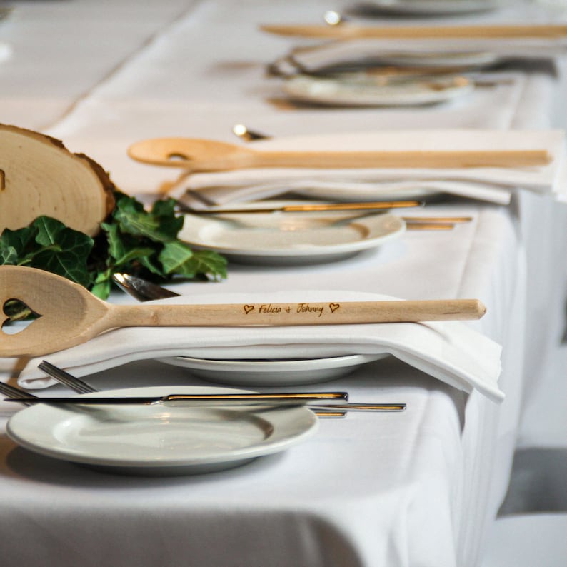 Personalisierter Kochlöffel mit Herz aus Holz – 30 cm, Wunschgravur mit Text oder Symbol, Geschenk zur Hochzeit & Valentinstag afbeelding 7